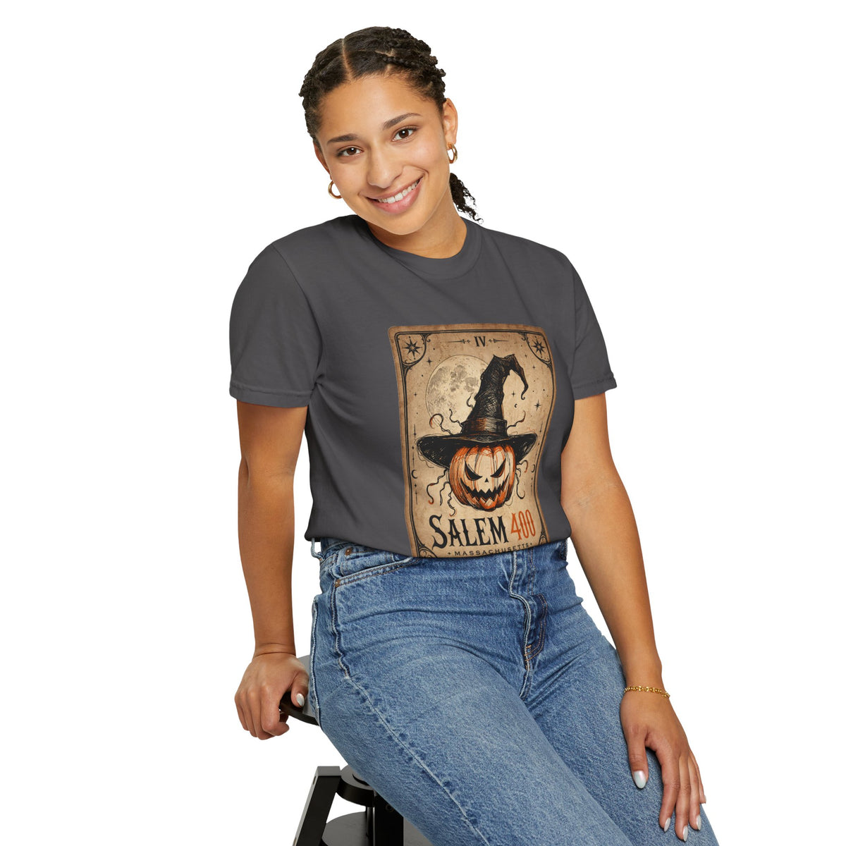 PUNKIN TAROT Unisex Garment-Dyed T-shirt – alternate view | SalemFootsteps