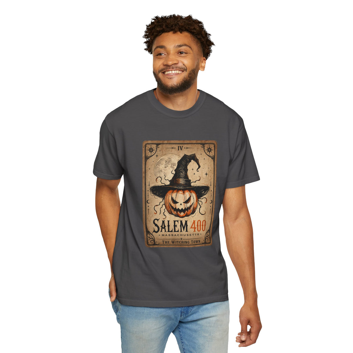 PUNKIN TAROT Unisex Garment-Dyed T-shirt – alternate view | SalemFootsteps