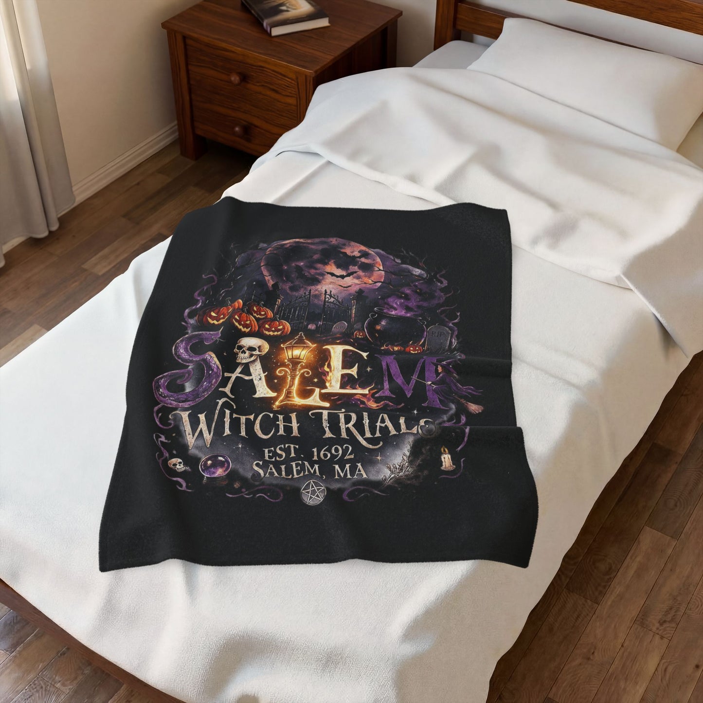 SALEM WITCH TRIALS Velveteen Plush Blanket
