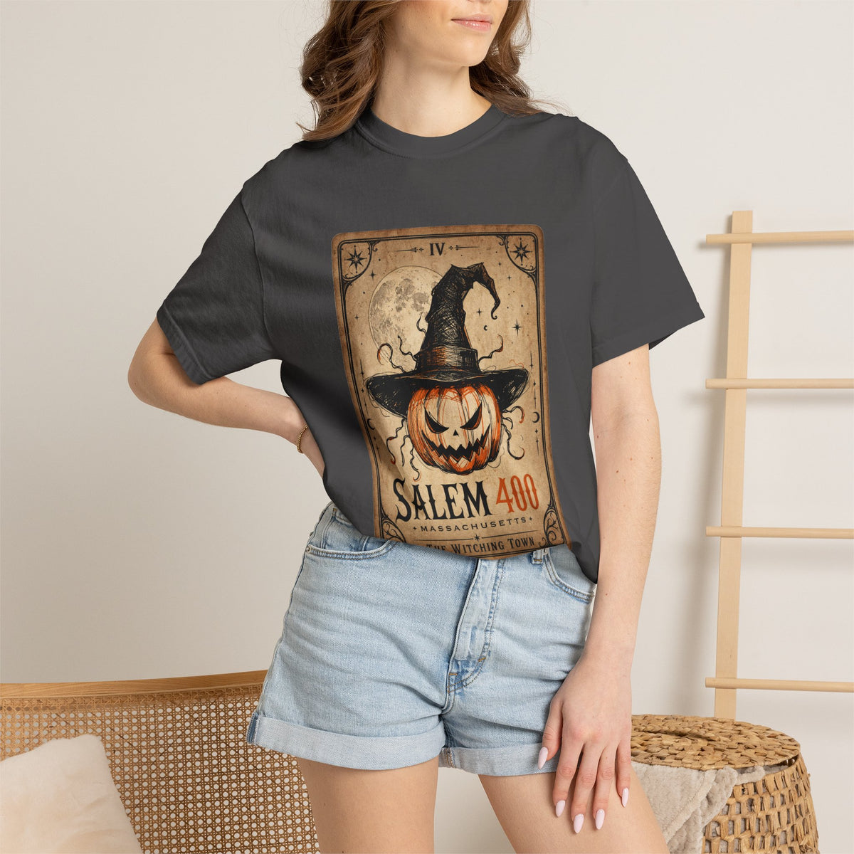 PUNKIN TAROT Unisex Garment-Dyed T-shirt – alternate view | SalemFootsteps