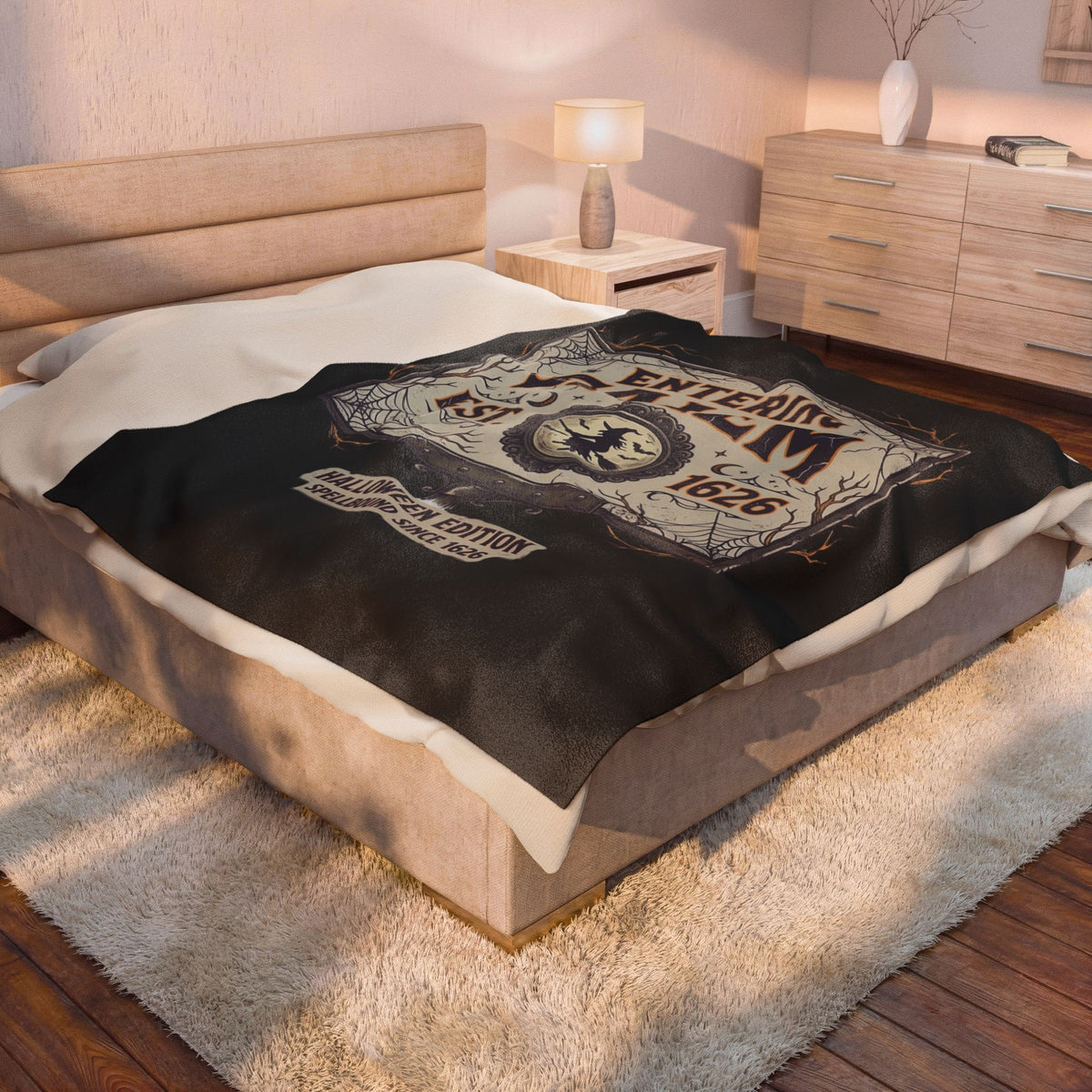 Spooky Entering Salem Velveteen Plush Blanket