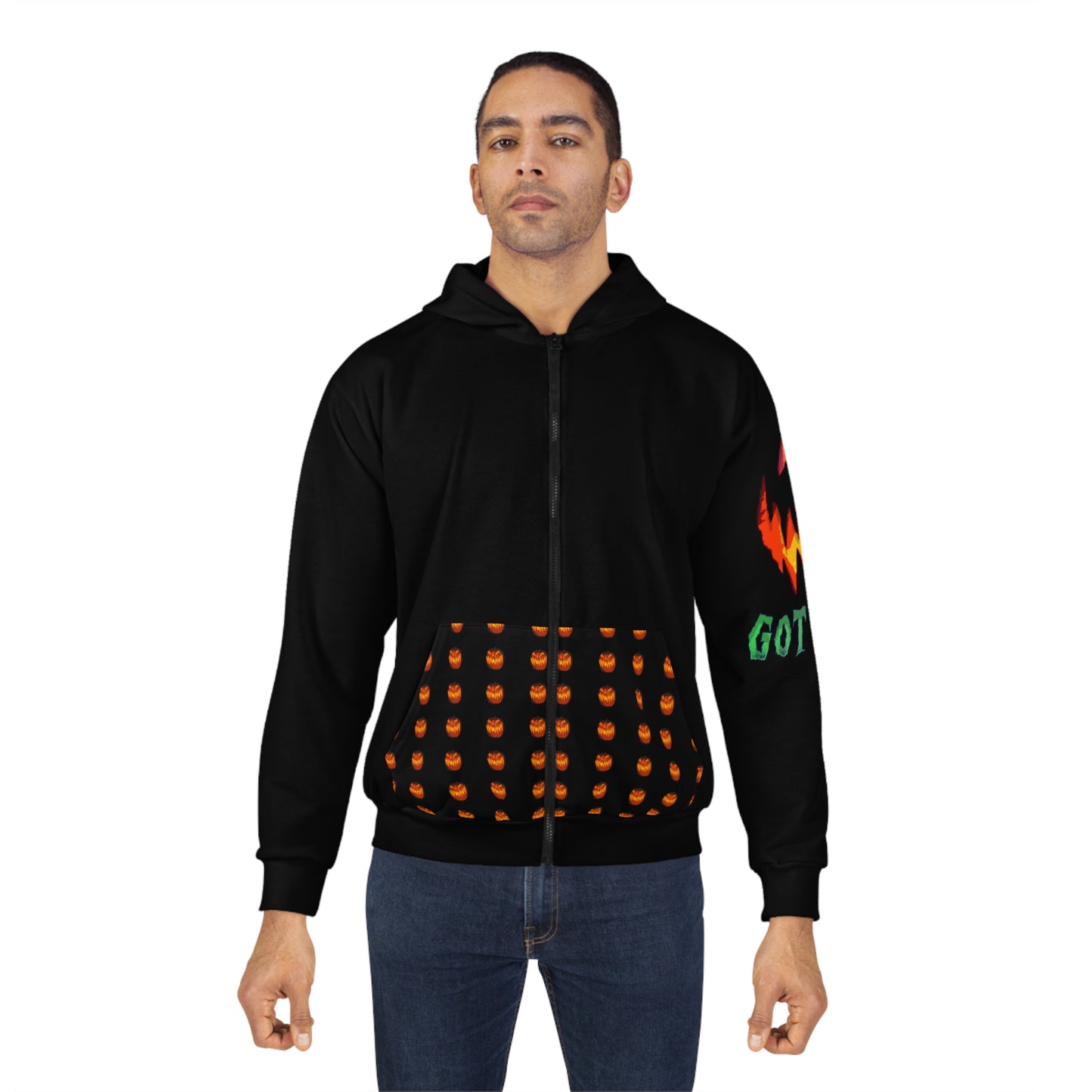 PUMPKIN MAN PRINT - Unisex Zip Hoodie (AOP)