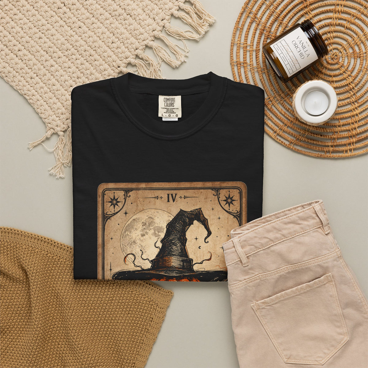 PUNKIN TAROT Unisex Garment-Dyed T-shirt – alternate view | SalemFootsteps