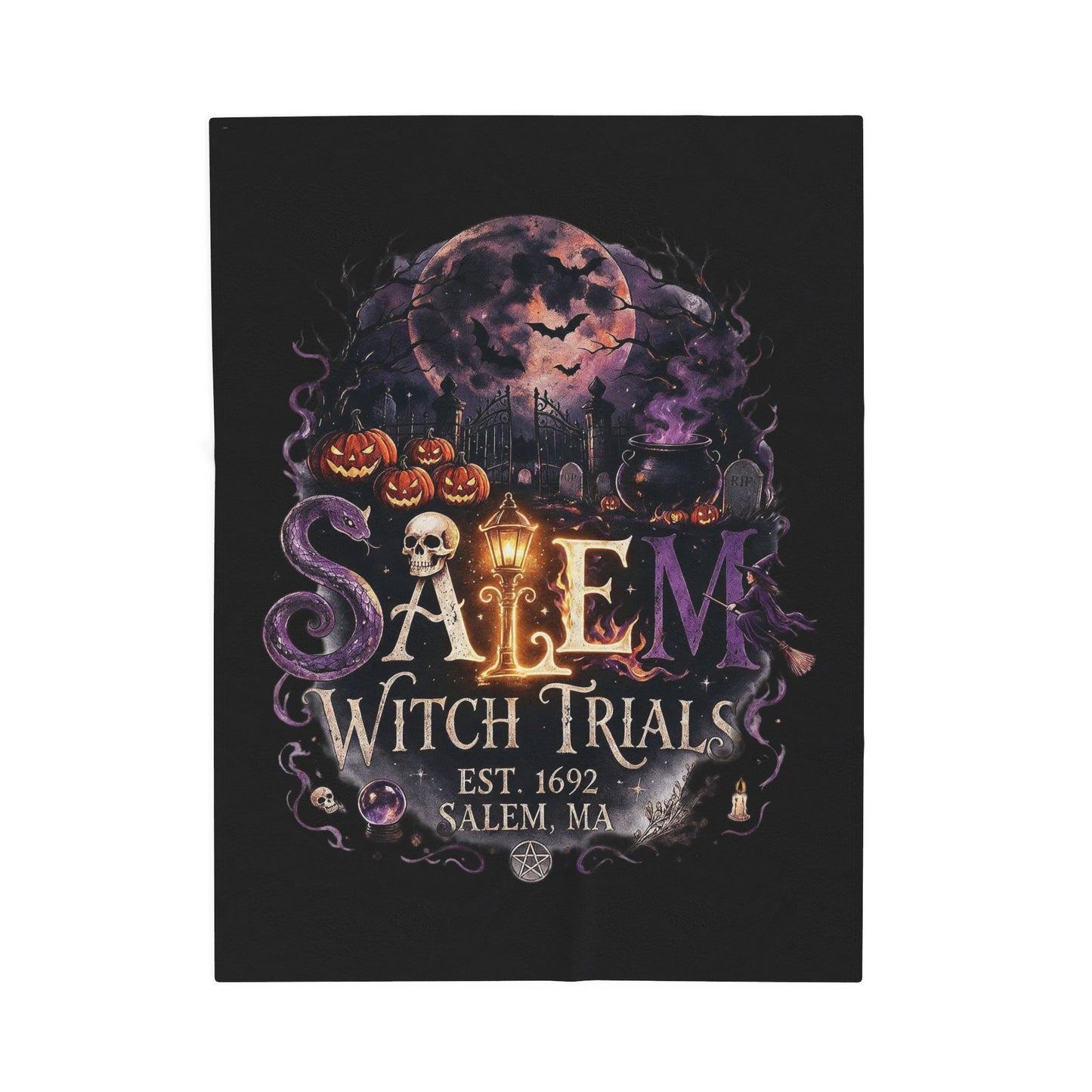 SALEM WITCH TRIALS Velveteen Plush Blanket