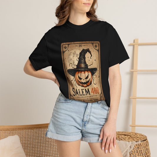 PUNKIN TAROT Unisex Garment-Dyed T-shirt – front view | SalemFootsteps