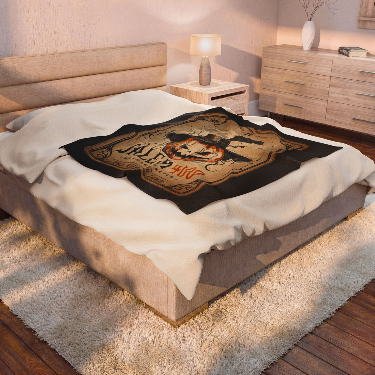 PUNKIN TAROT Velveteen Plush Blanket – alternate view | SalemFootsteps
