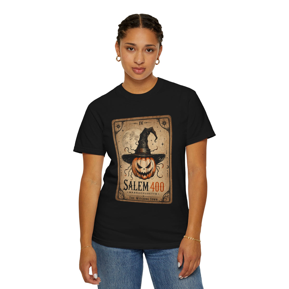 PUNKIN TAROT Unisex Garment-Dyed T-shirt – alternate view | SalemFootsteps