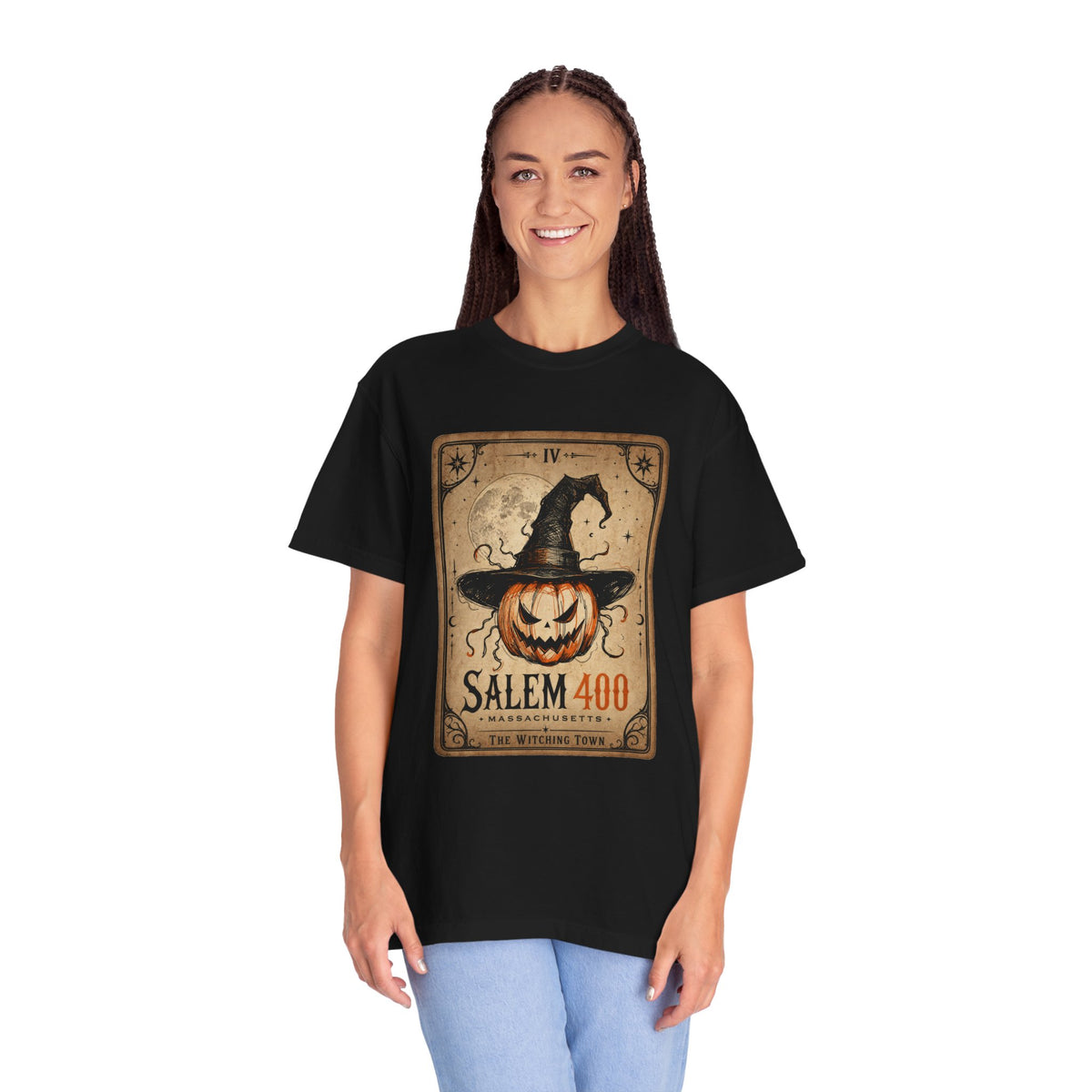PUNKIN TAROT Unisex Garment-Dyed T-shirt – alternate view | SalemFootsteps