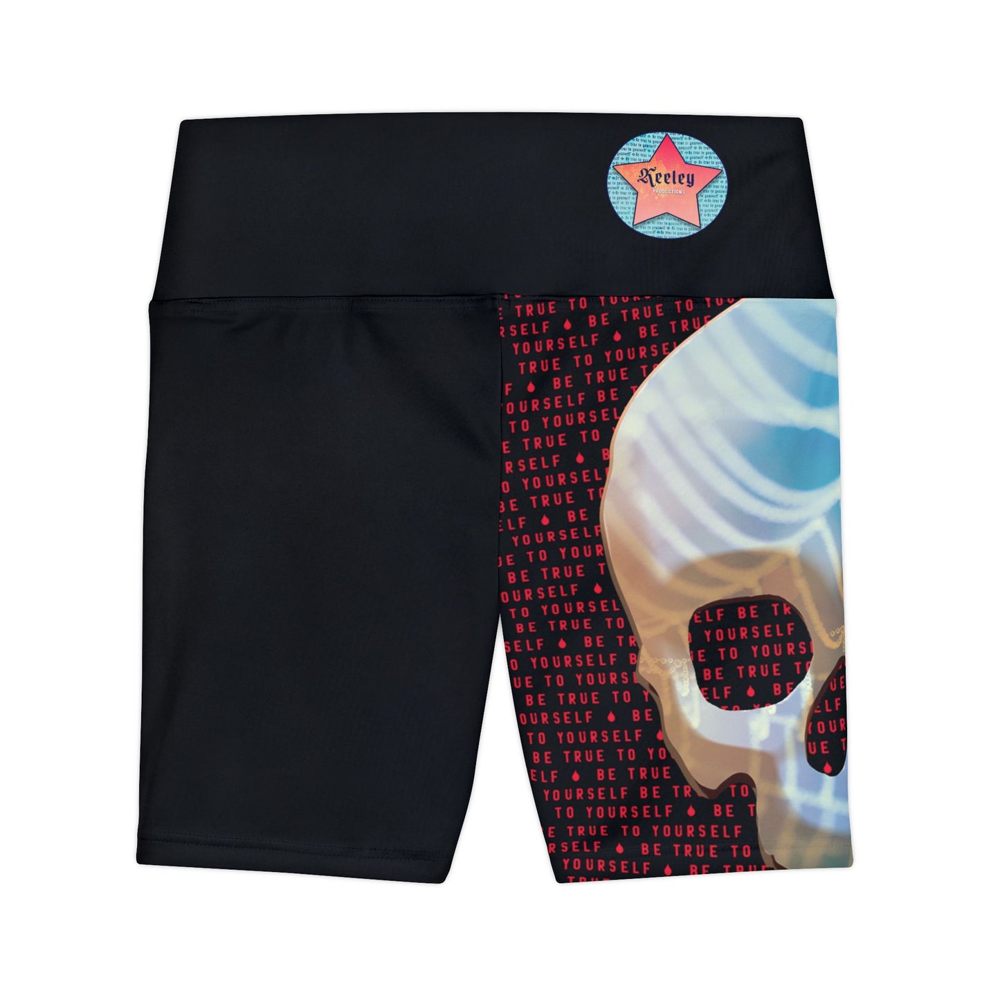 BE TRUE TO YOURSELF SKULL RED Women's Workout Shorts (AOP)