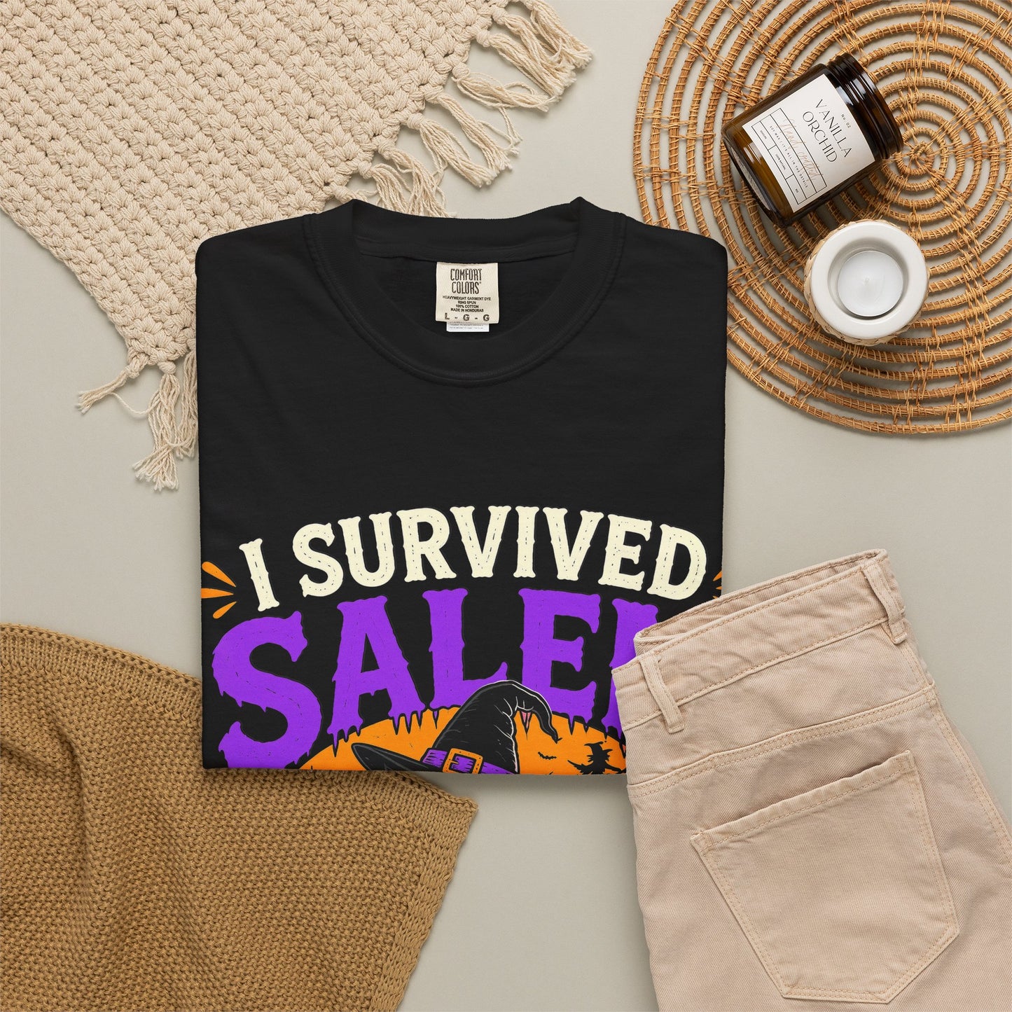 Survived Salem Cat - Unisex Garment-Dyed T-shirt