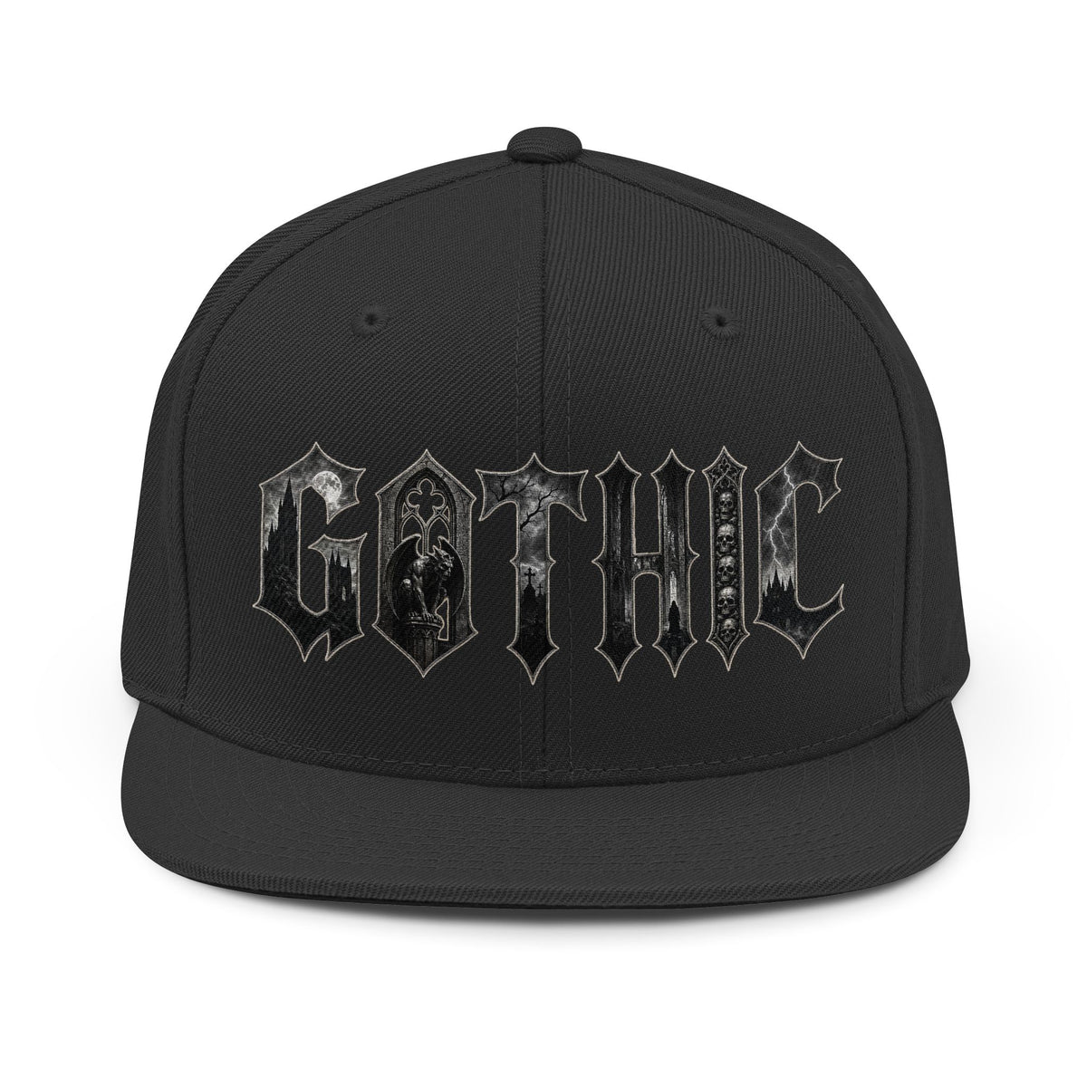 GOTHIC Unisex Snapback Hat – gothic – back view | SalemFootsteps