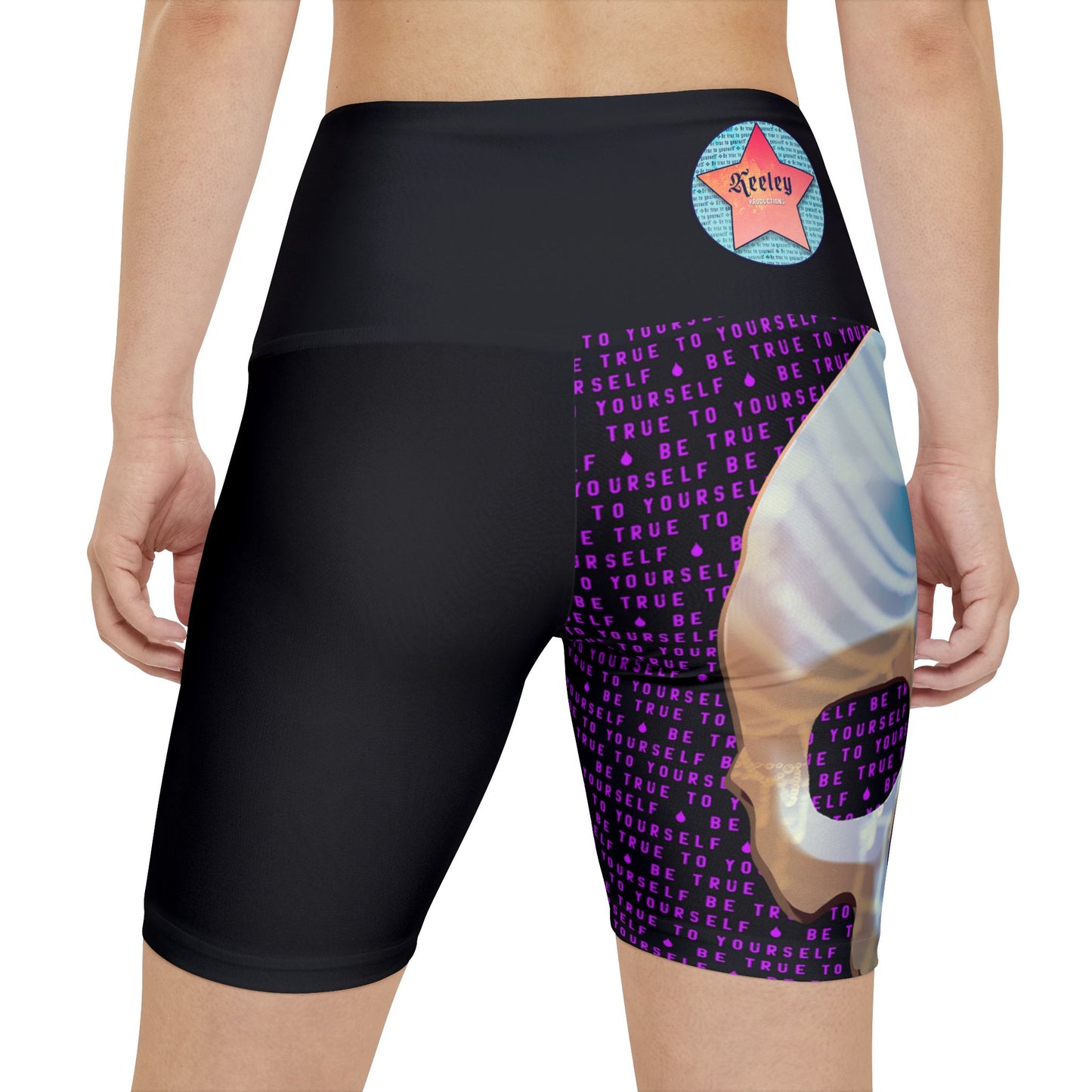 BE TRUE TO YOURSELF SKULL PURPLE Women's Workout Shorts (AOP)