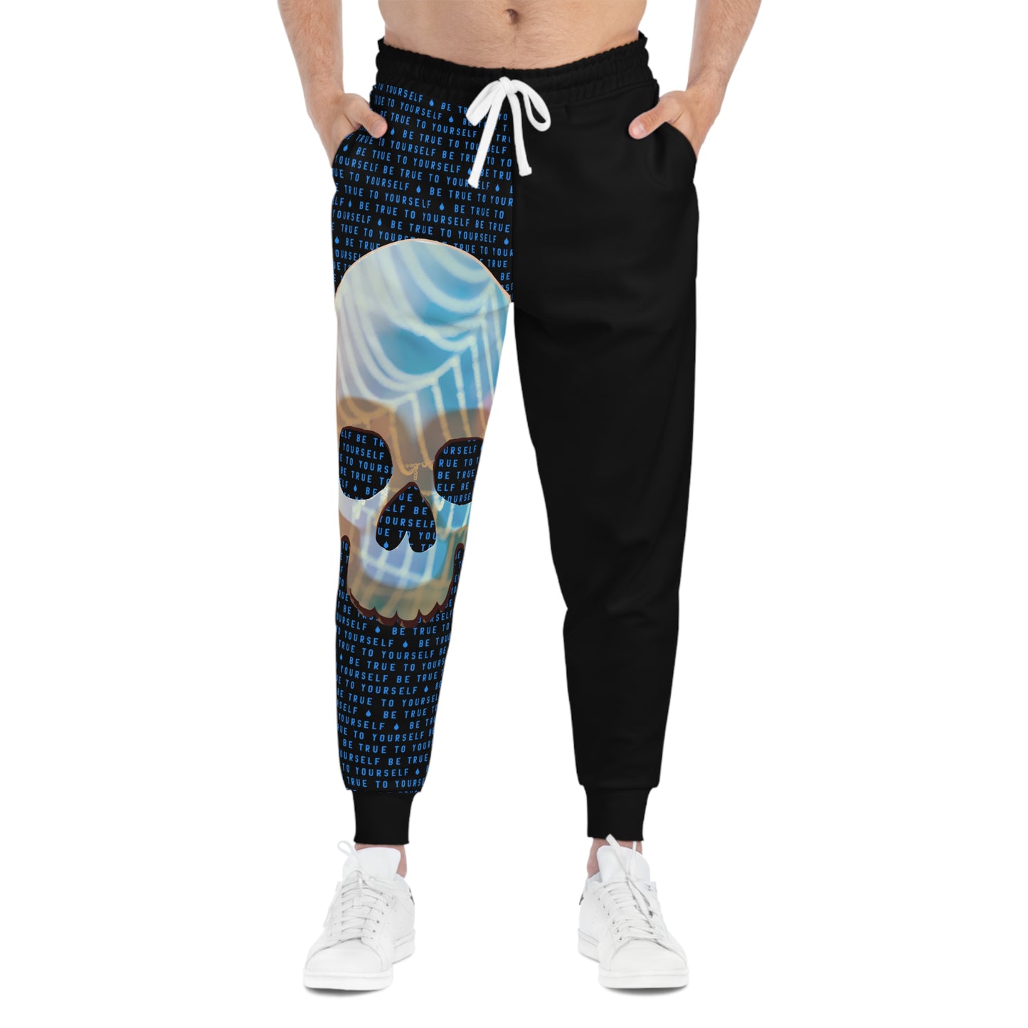 BE TRUE TO YOURSELF SKULL BLUE Athletic Joggers (AOP)