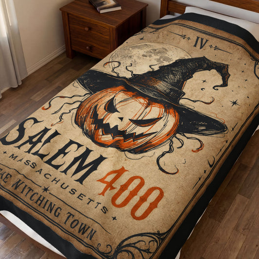 PUNKIN TAROT Velveteen Plush Blanket – front view | SalemFootsteps
