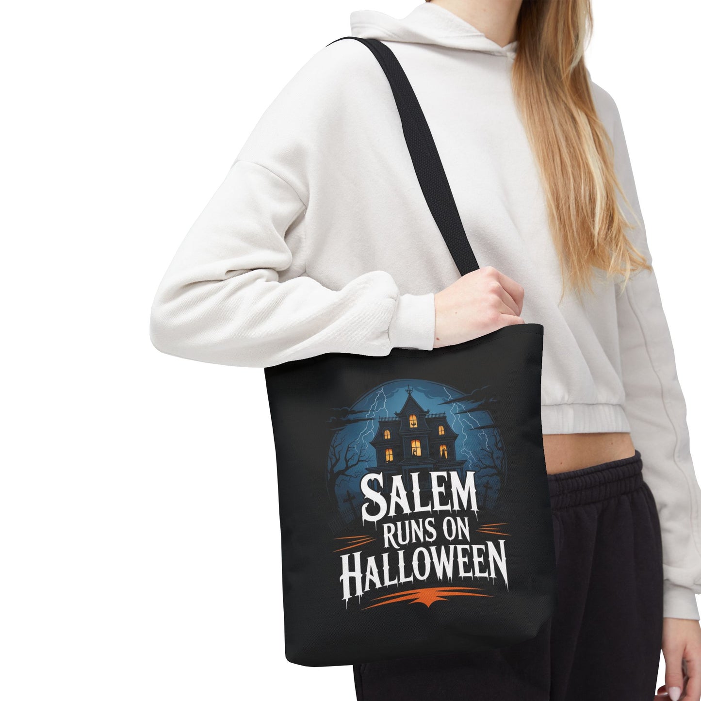 Salem Runs on Halloween Tote Bag (AOP)