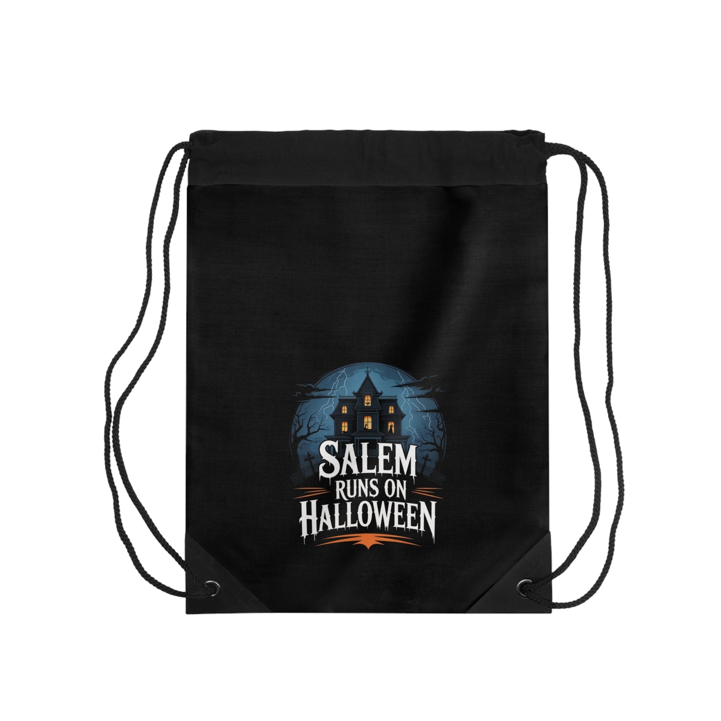 Salem Runs on Halloween Black Drawstring Bag