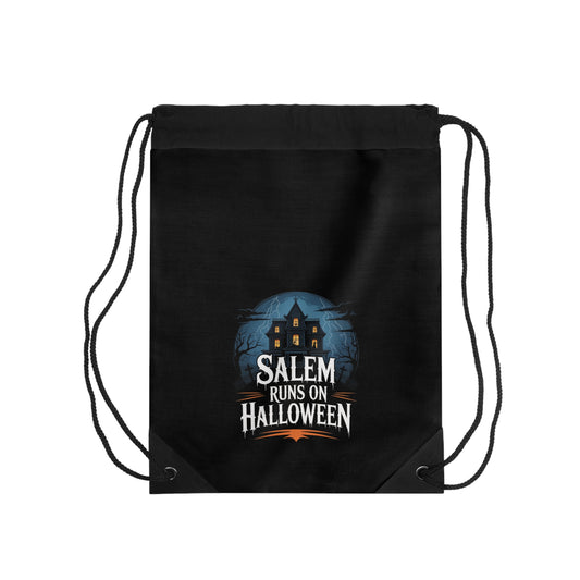 Salem Runs on Halloween Black Drawstring Bag