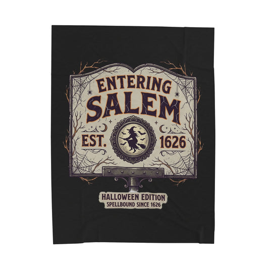 Spooky Entering Salem Velveteen Plush Blanket