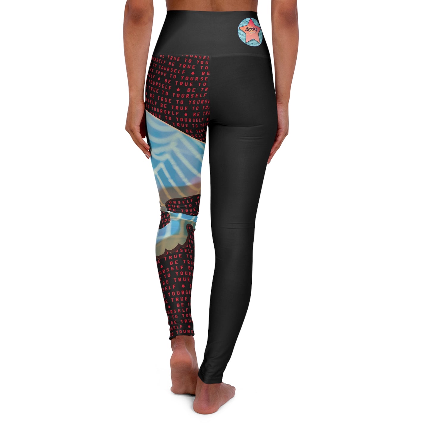 BE TRUE TO YOURSELF SKULL RED High Waisted Yoga Leggings (AOP)
