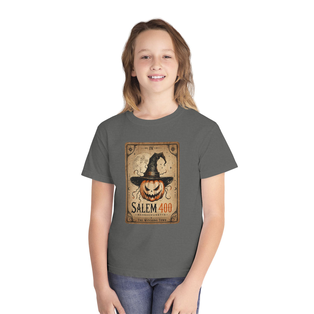 PUNKIN TAROT Youth Midweight Tee – alternate view | SalemFootsteps