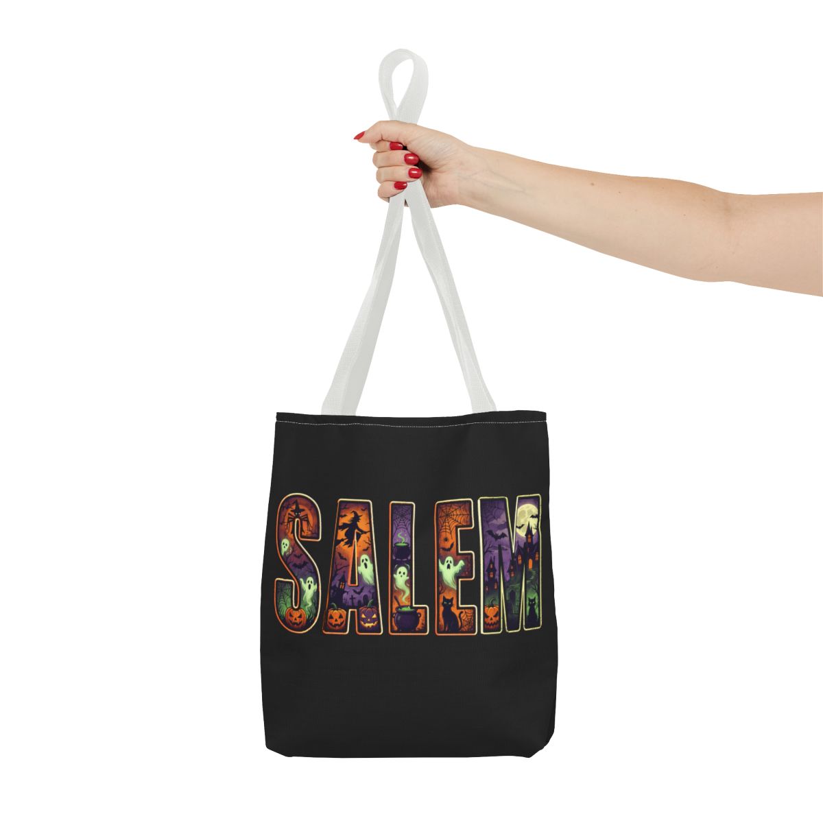 BLACK SALEM SPOOKY Tote Bag (Color option is for handles only)