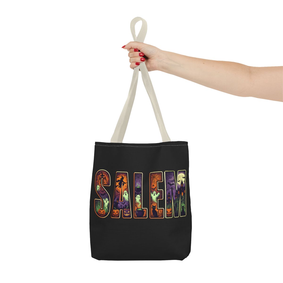 BLACK SALEM SPOOKY Tote Bag (Color option is for handles only)